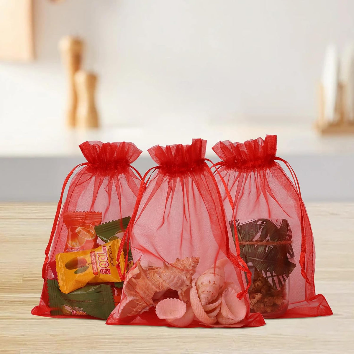Wudygirl 100PCS Organza Bags 5X7 Inch Favor Bags Jewelry Bags Drawstring for Christmas Candy