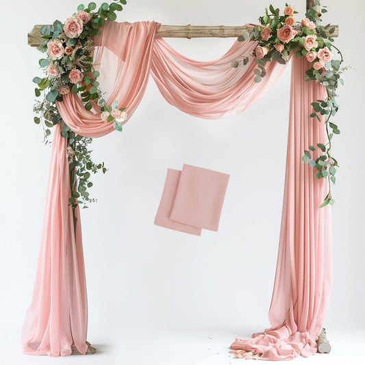 Wedding Arch Draping Fabric 2 Panels 28.7" x 20FT Blush Sheer Chiffon Backdrop Drapes for Wedding