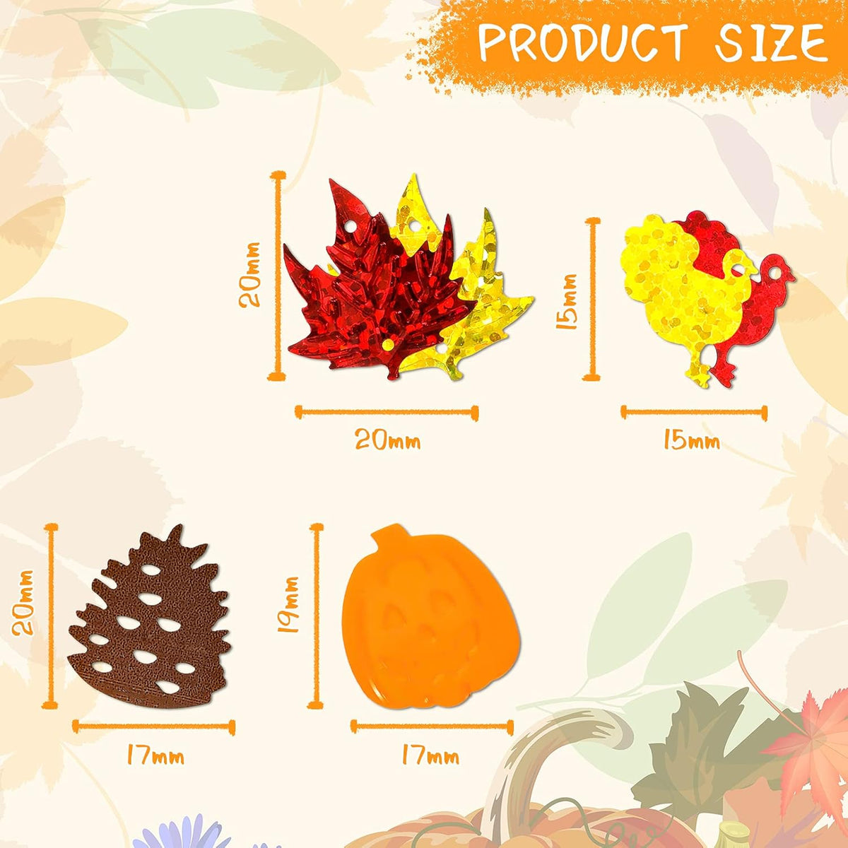 Autumn Fall Confetti Glitter Sequin Thanksgiving Maple Leaves Turkey Pumpkin Confetti Sprinkles