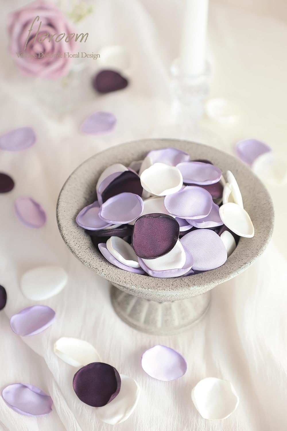 Floroom 300pcs Rose Petals Lilac Plum Faux Silk Flower Petals for Wedding Flower Girl Basket Aisle