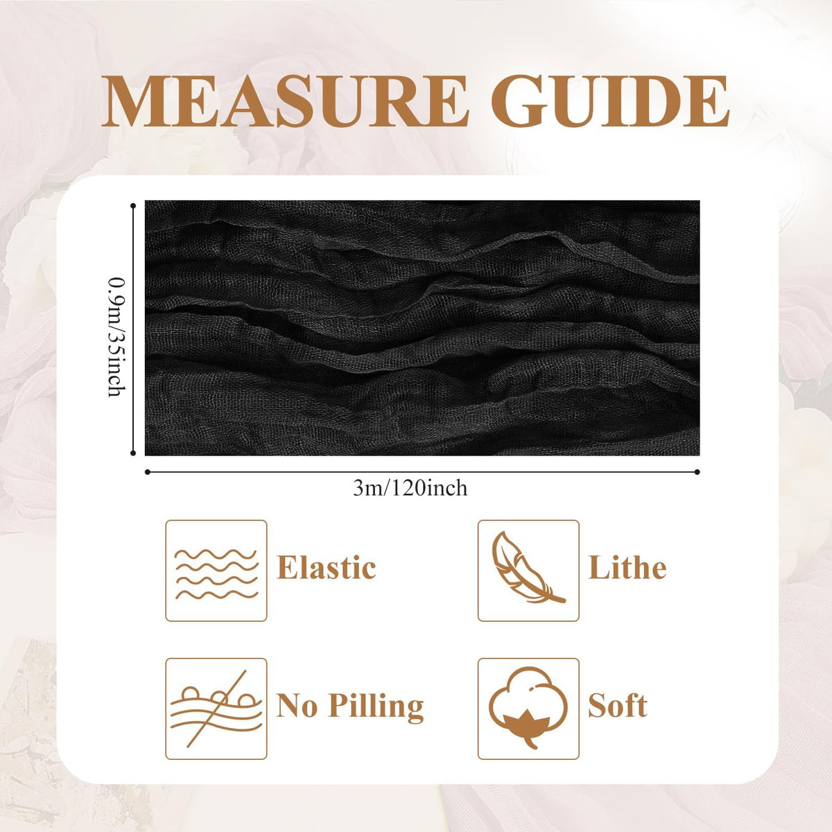 Asee'm 2pcs Cheesecloth Table Runner 120 Inches Long Black Boho Gauze Cheese Cloth Runner 10FT