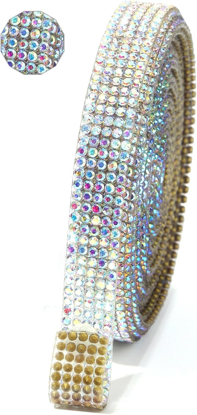Rhinestone Ribbon 3 Yards Self Adhesive Rhinestone Strips Diamond Ribbon Sticker Crystal Roll