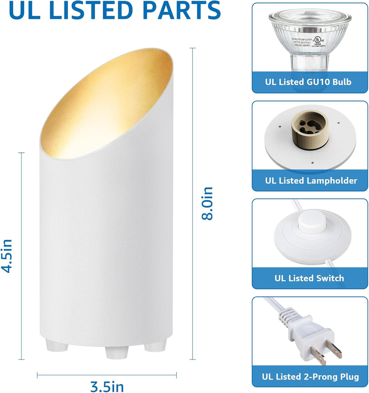 SUNVIE 4 Pack Up Lights Indoor Floor Can Light 5W Uplighting Uplights Indoor with 2700K GU10 Bulbs