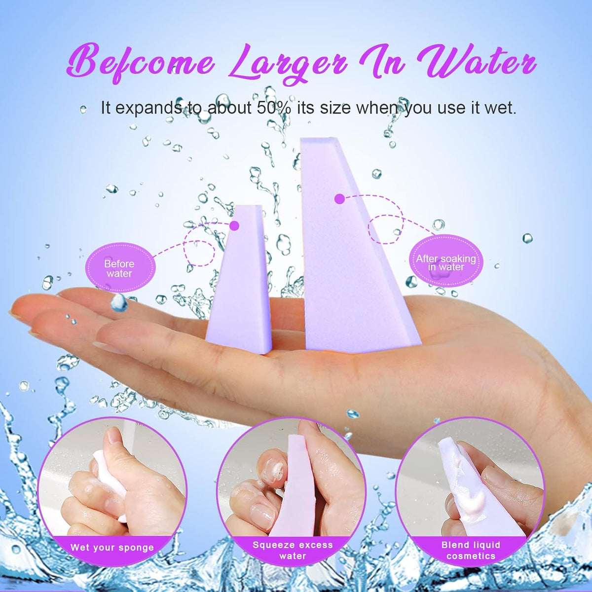 Teenitor Makeup Sponge Mini Applicator Wedges, 48 Pieces Cosmetic Wedges Beauty Blender Sponges