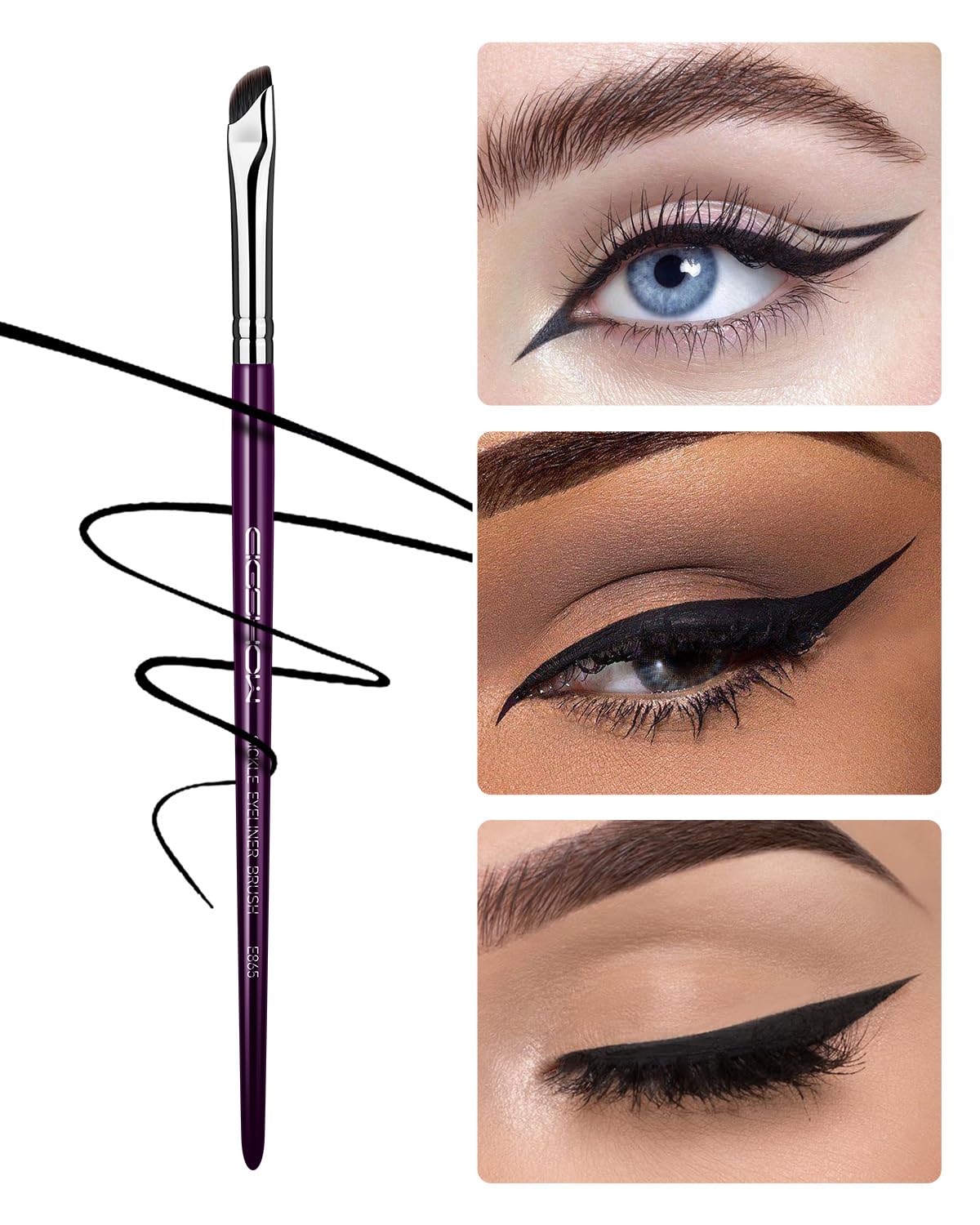 Eyeliner Brush, EIGSHOW Sickle Angled Gel Eyeliner Makeup Brush for Precise Eye Liner, Eyebrow