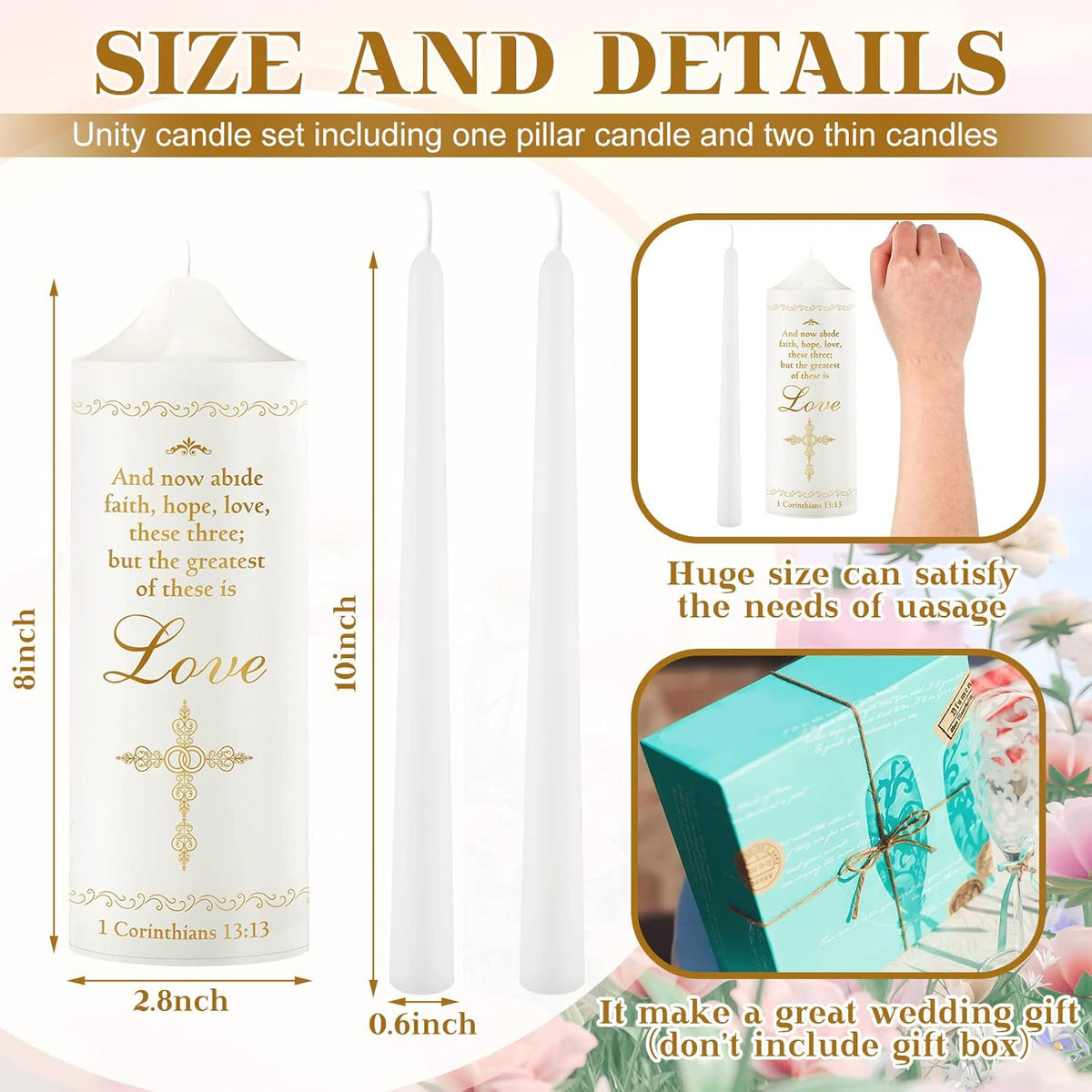 Frienda Unity Candles for Wedding Ceremony Set Wedding Unity Taper Candles Catholic Religious