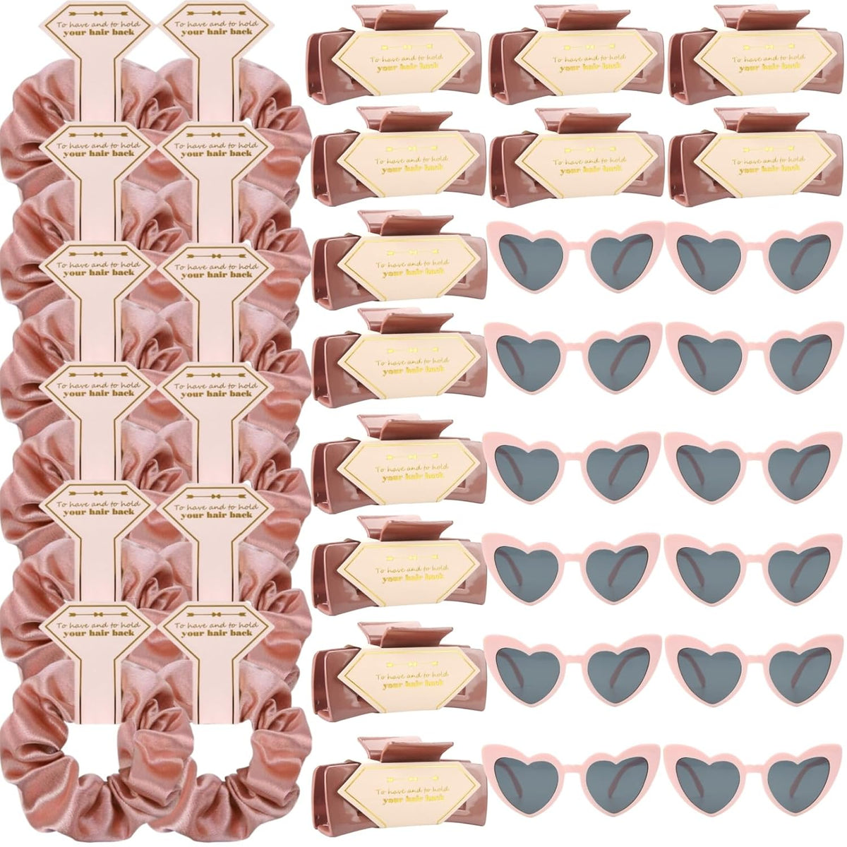 36pcs Bridesmaid Scrunchies Proposal Gifts Bachelorette Hair Claws Clips Girls heart sunglasses for