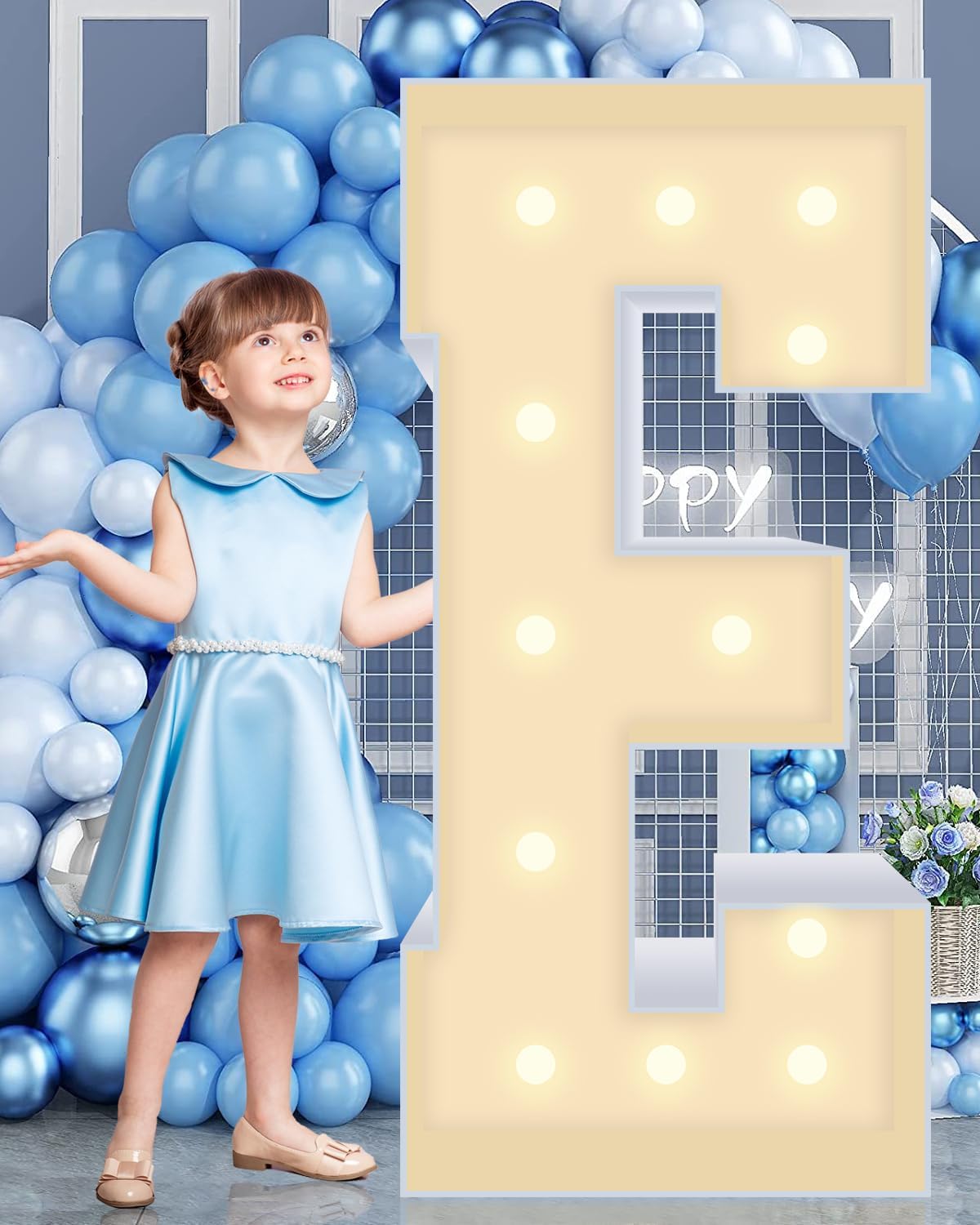 4FT Marquee Plastic Letters E - Light up Letters E Are Made from Corrugated Plastic Board - Quick