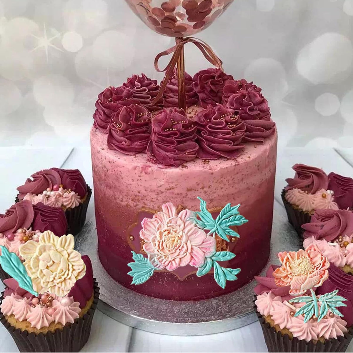 Rose Fondant Molds, Peony Kitchen Baking Silicone Mold, Leaf Chocolate Mold, for Cake Decoration