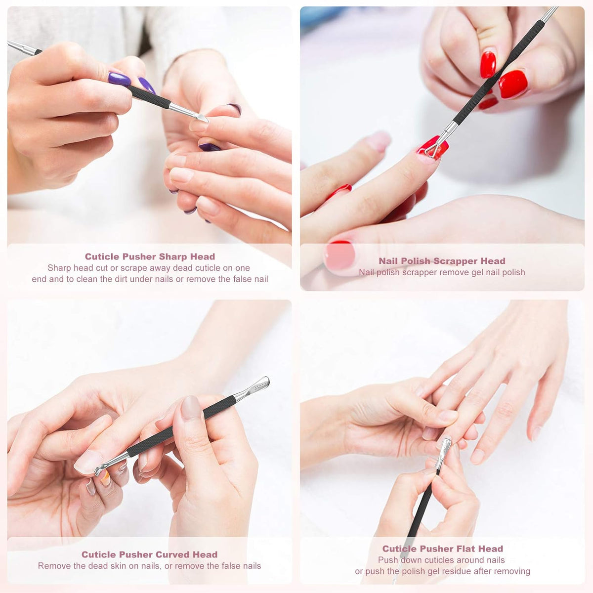 Cuticle Pusher Nail Polish Remover Stainless Steel Manicure Tool Set Gel Nail Polish Peeler Scraper