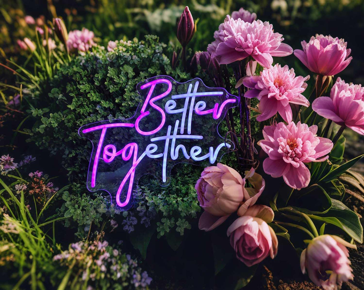 Ulalaza Smart RGB & Color Flow Effect Better Together LED Neon Sign with Remote & App Control Music