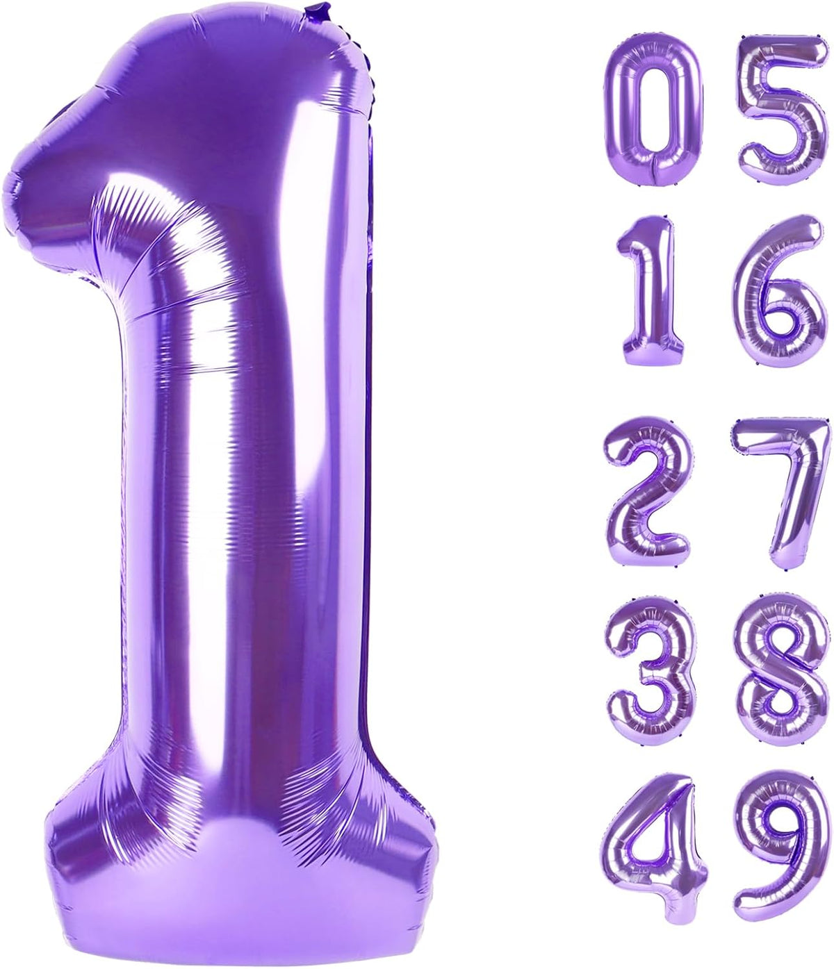 Jumbo Purple Number 1 Balloon 40 Inch, Mylar Foil Number One Balloons for Boy Girl 1st 1 11 21 31