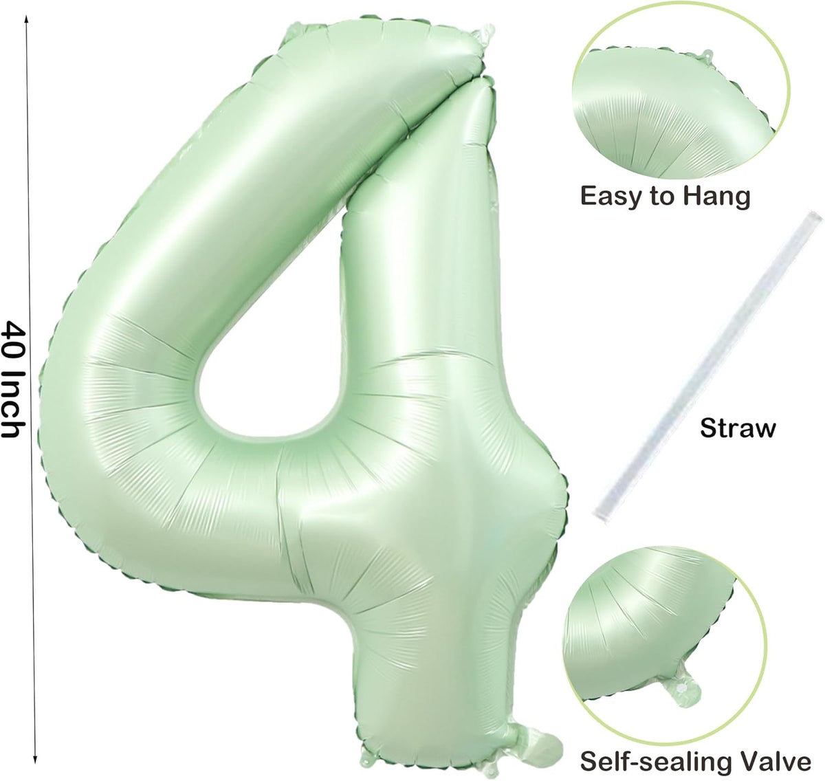 40 inch Olive Green Number 4 Large Foil Number Balloons Set 0-9, Olive Green 4 Helium Balloons for