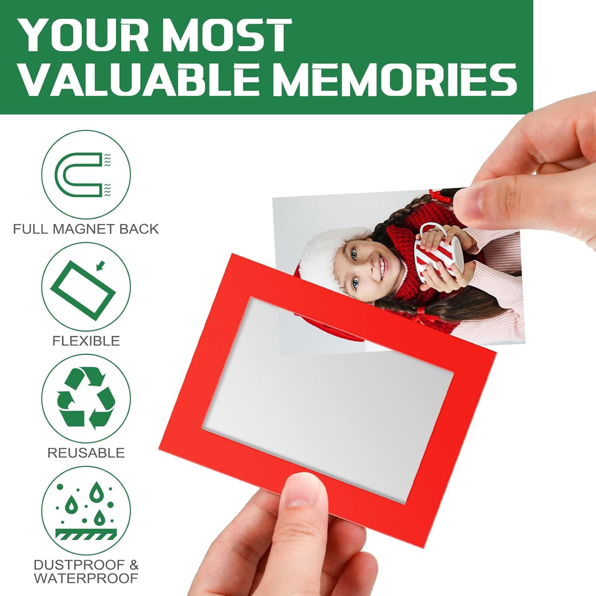 Soaoo 60 Pcs Magnetic Picture Frames Wallet Size 2.5 x 3.5 Inches Reusable Magnetic Photo Sleeves
