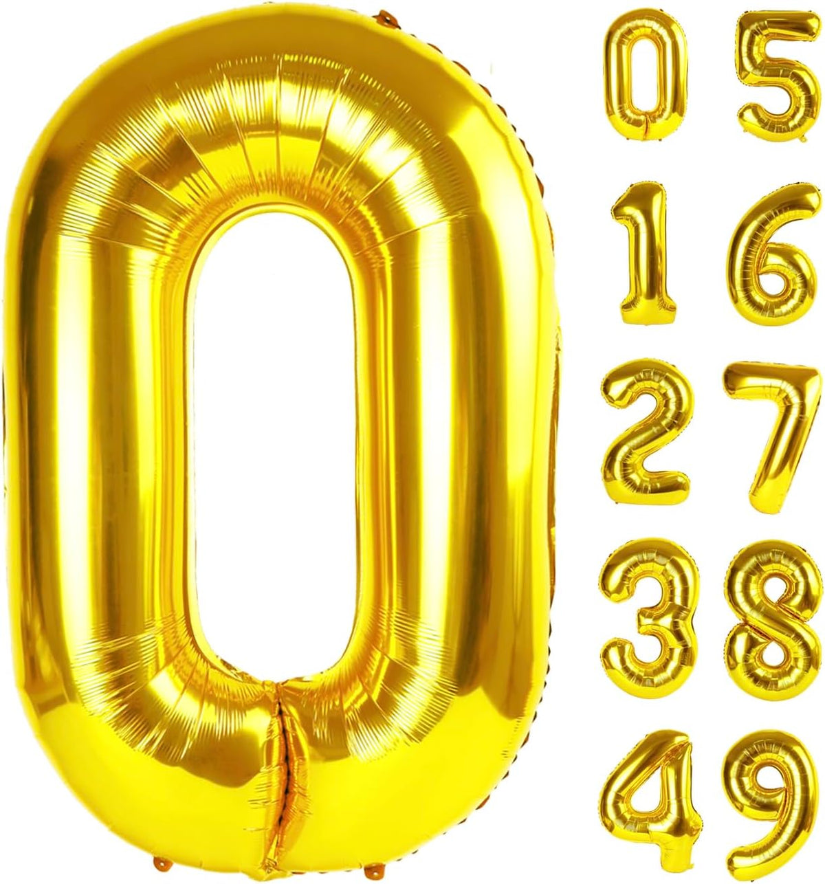 Gold Jumbo Helium Number Balloon 40 Inch, Giant Foil Golden Number 0 Birthday Balloons, Large