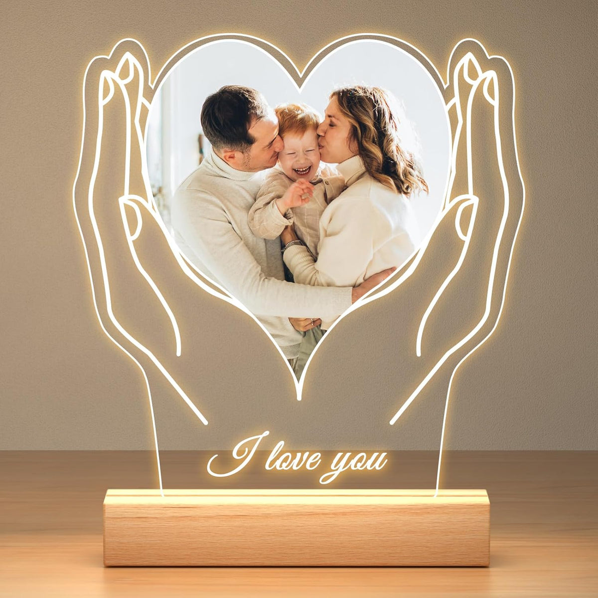 Custom Picture Frame with Photos, Customized Acrylic Plaque Photo Frames with Night Light