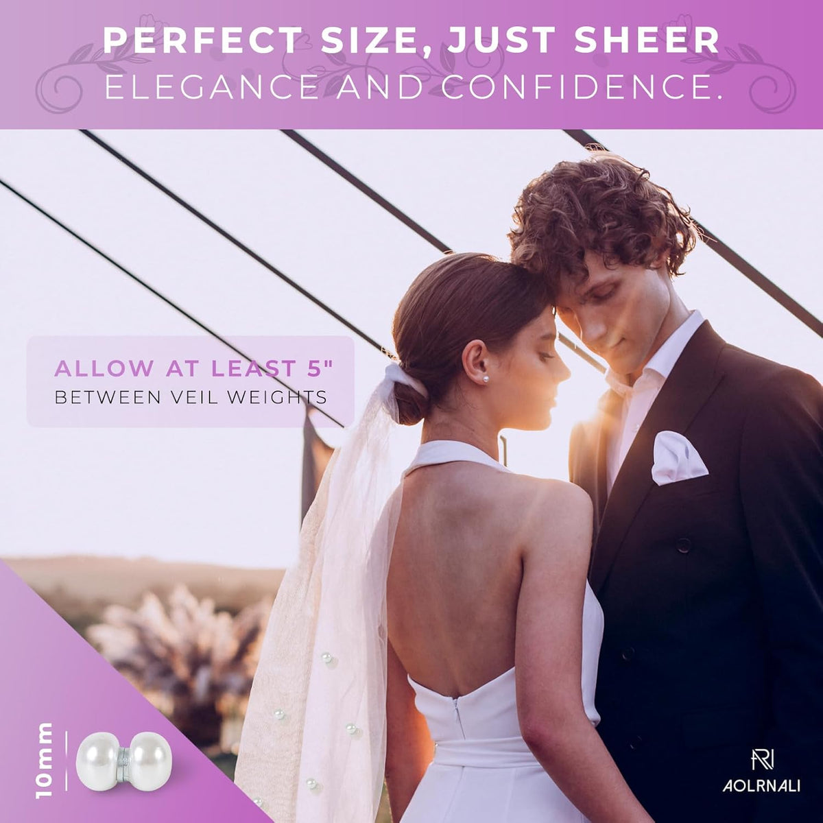 Pearl Veil Weights - 16 Pairs of Magnetic Bridal Veil Weights - Secures Long Veils for Outdoor