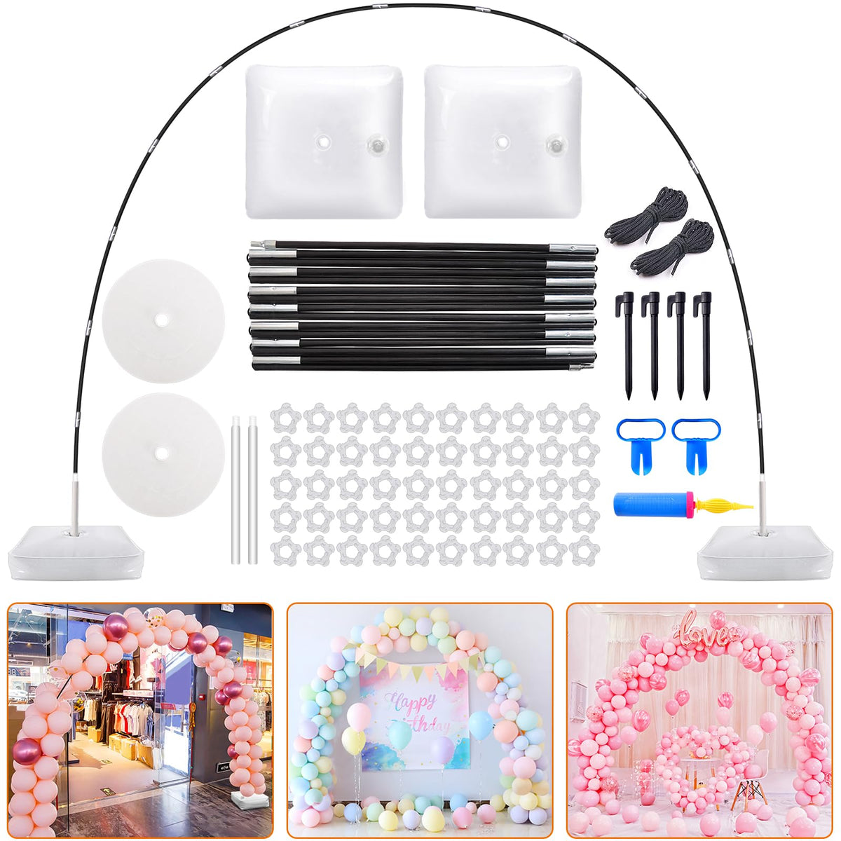 Chamvis Balloon Arch Kit, 9FT Height & 10FT Width Adjustable Balloon Arch Stand Frame Garland