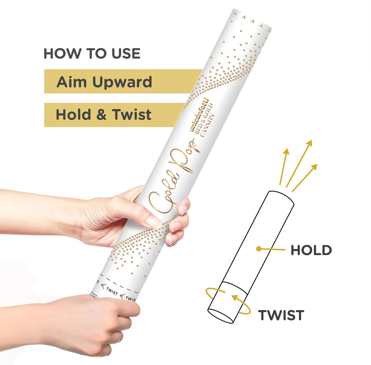 RED & GOLD Confetti Poppers - 16" BIODEGRADABLE RED & GOLD Confetti Cannon, Party Poppers