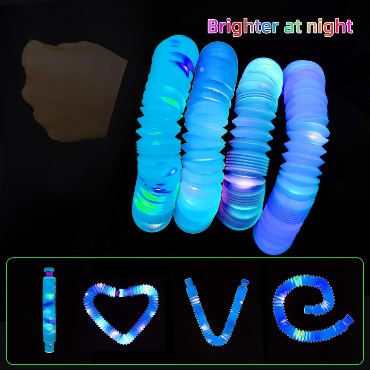 Blue 12 Pack Light Up Party Favors Supplies,Bulk Glow Sticks Bracelet,Necklace Accessories for
