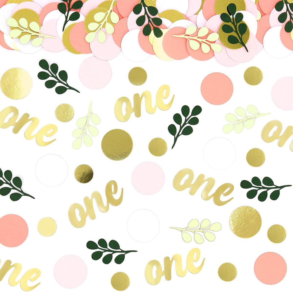 300PC Pink and Sage Green 1st Birthday Confetti First Birthday Decorations for Girl Dots Table