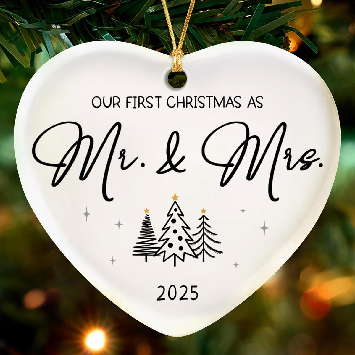 Wedding Gifts for Couples 2025,First Christmas Married Ornament 2025 Mr and Mrs Gifts,Bridal Shower
