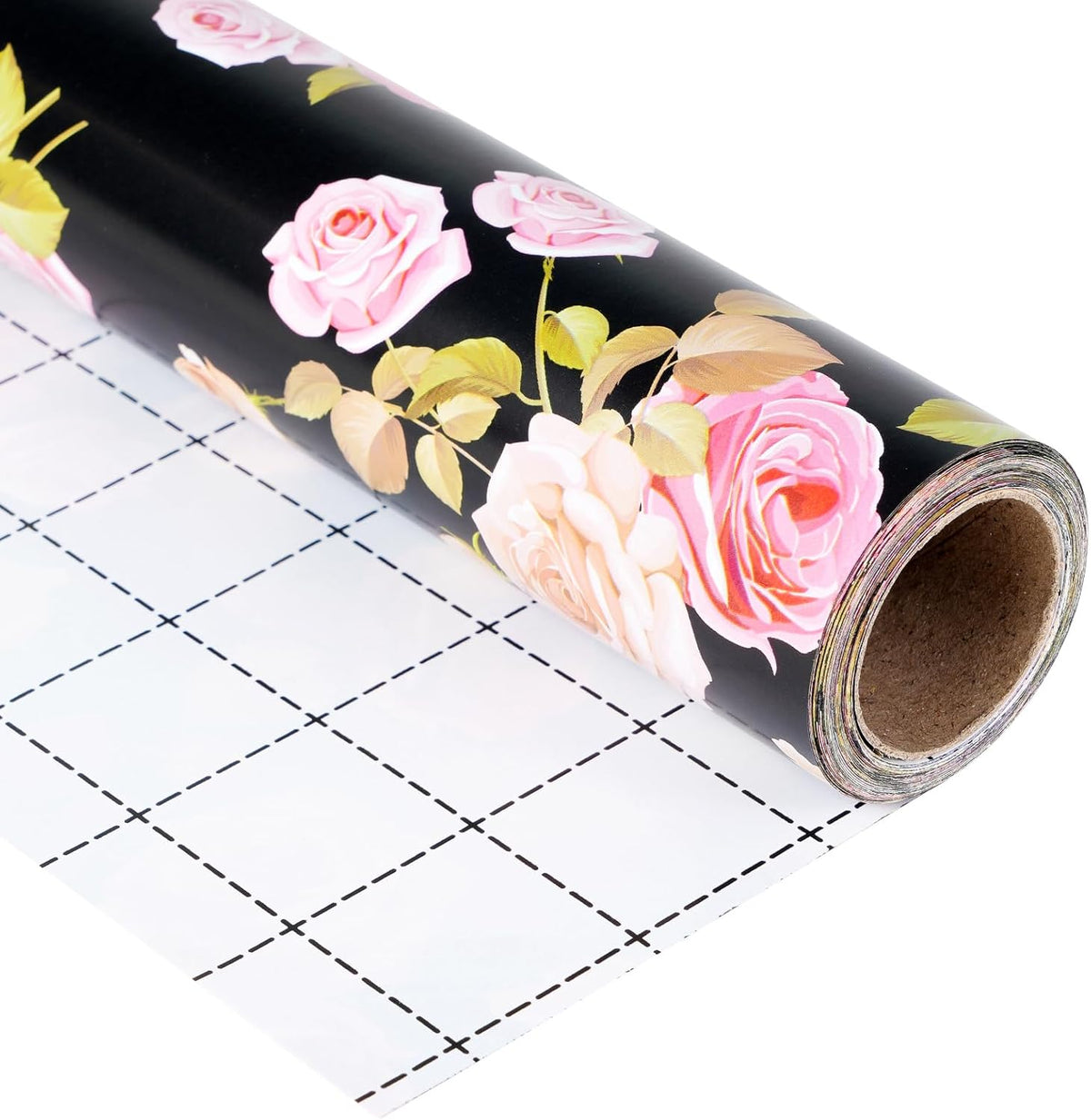 Ulmasinn Floral Wrapping Paper Roll - 17 Inches x 33 Feet - Vintage Romantic Pink Rose Flower Gift
