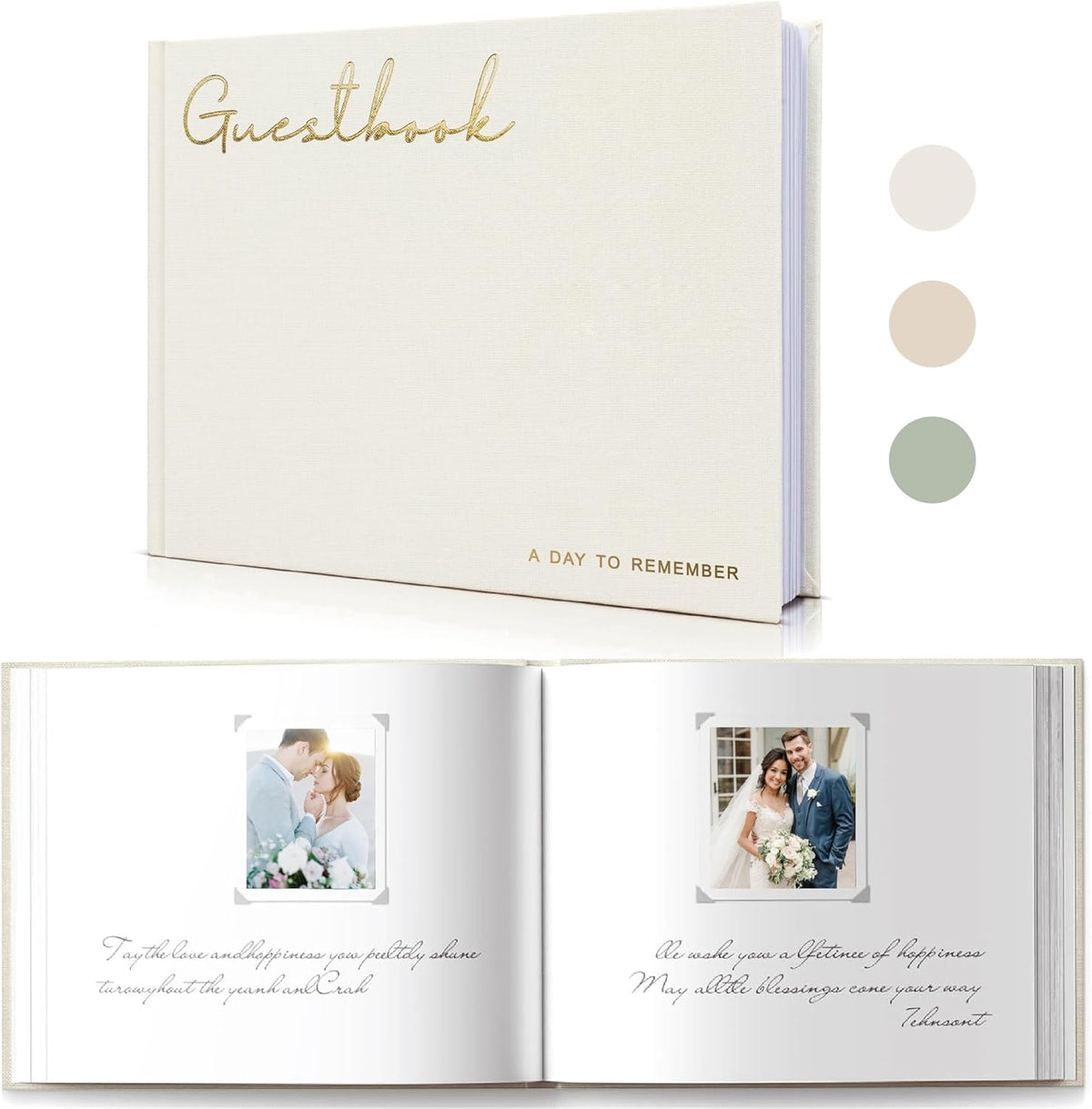 Elegant Linen Wedding Guset Book - Polaroid Guest Book for Wedding Reception,Baby Shower,Bridal