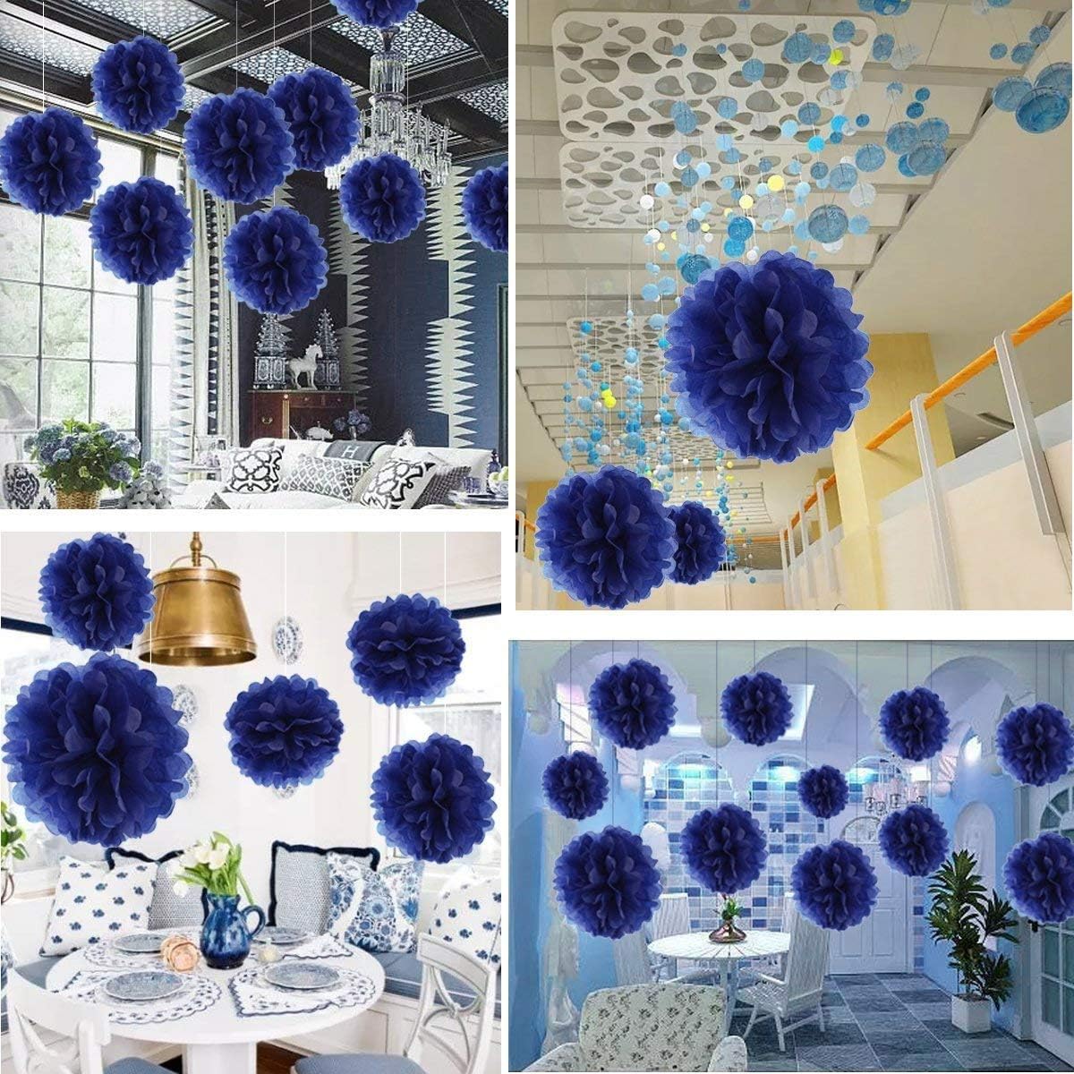 10 Pcs Paper Pom Poms Flowers for Wedding, Birthday Party, Baby Shower, Nursery Decor, Bachelorette