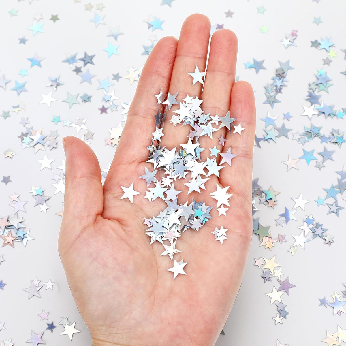 MARFOREVER Holographic Star Confetti, Glitter Star Confetti Birthday Star Scatter Table Iridescent