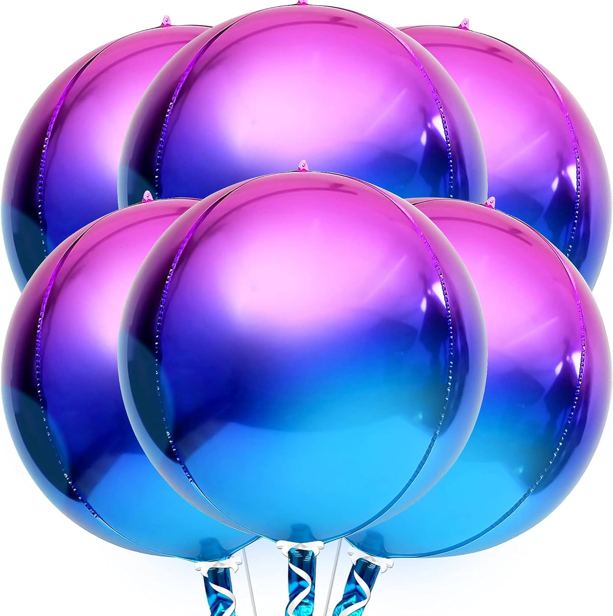 KatchOn, Purple Galaxy Balloons - 22 Inch, Pack of 6 | Round 4D Metallic Balloon for Galaxy