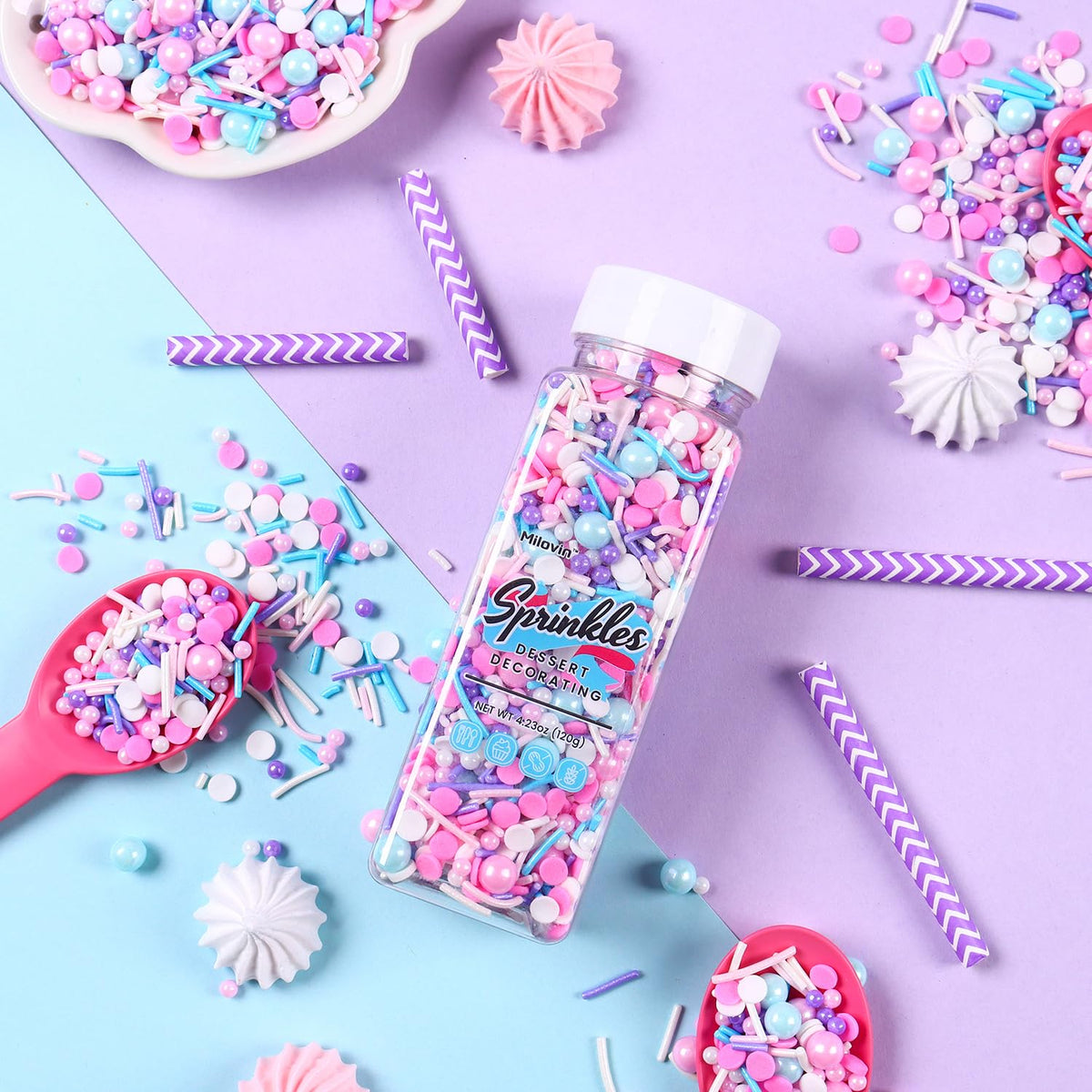 Edible Pink Sprinkle for Cake Decorating, Pink Blue Pearl Sprinkles, Jimmy Sprinkles, Perfect for