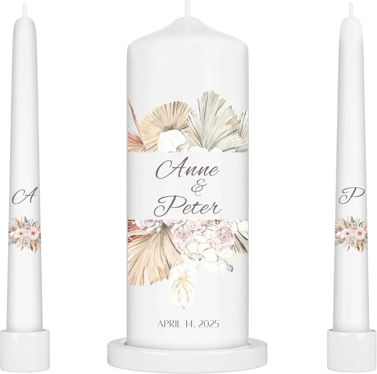 Unity Candles for Wedding, Modern Unity Set, Custom and Personalized Pillar and Taper Candles