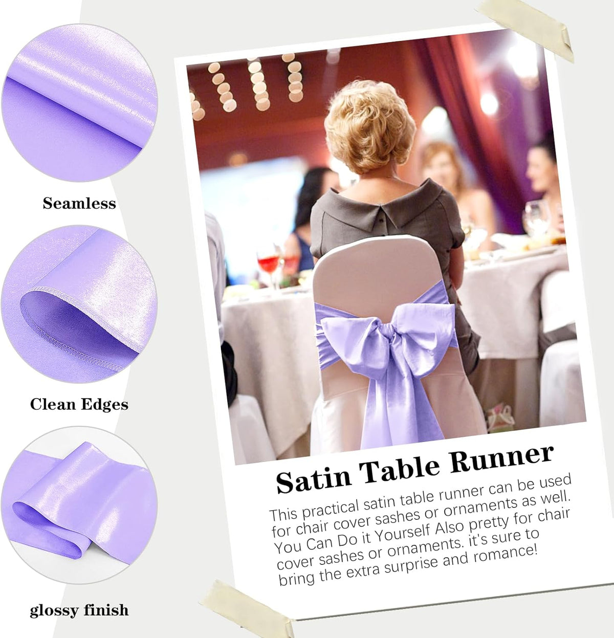 10 Pack Satin Table Runner 12 x 108 Inch Long Lavender Silk Table Runner for Wedding Party Banquet