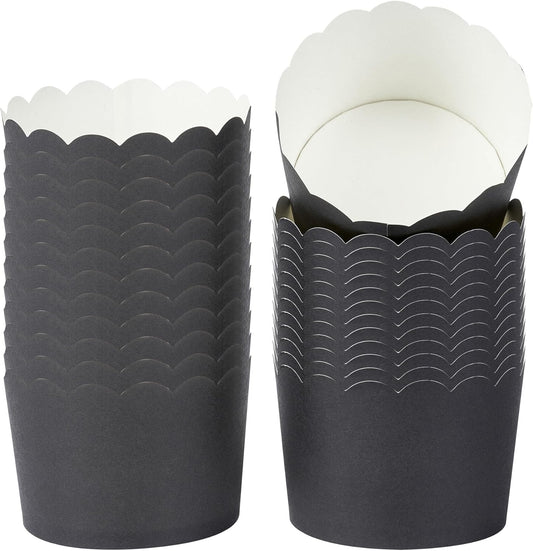 Panificio 10 Ounce Cupcake Wrappers, 200 Scalloped Baking Cups - Oven-Ready, Greaseproof, Black