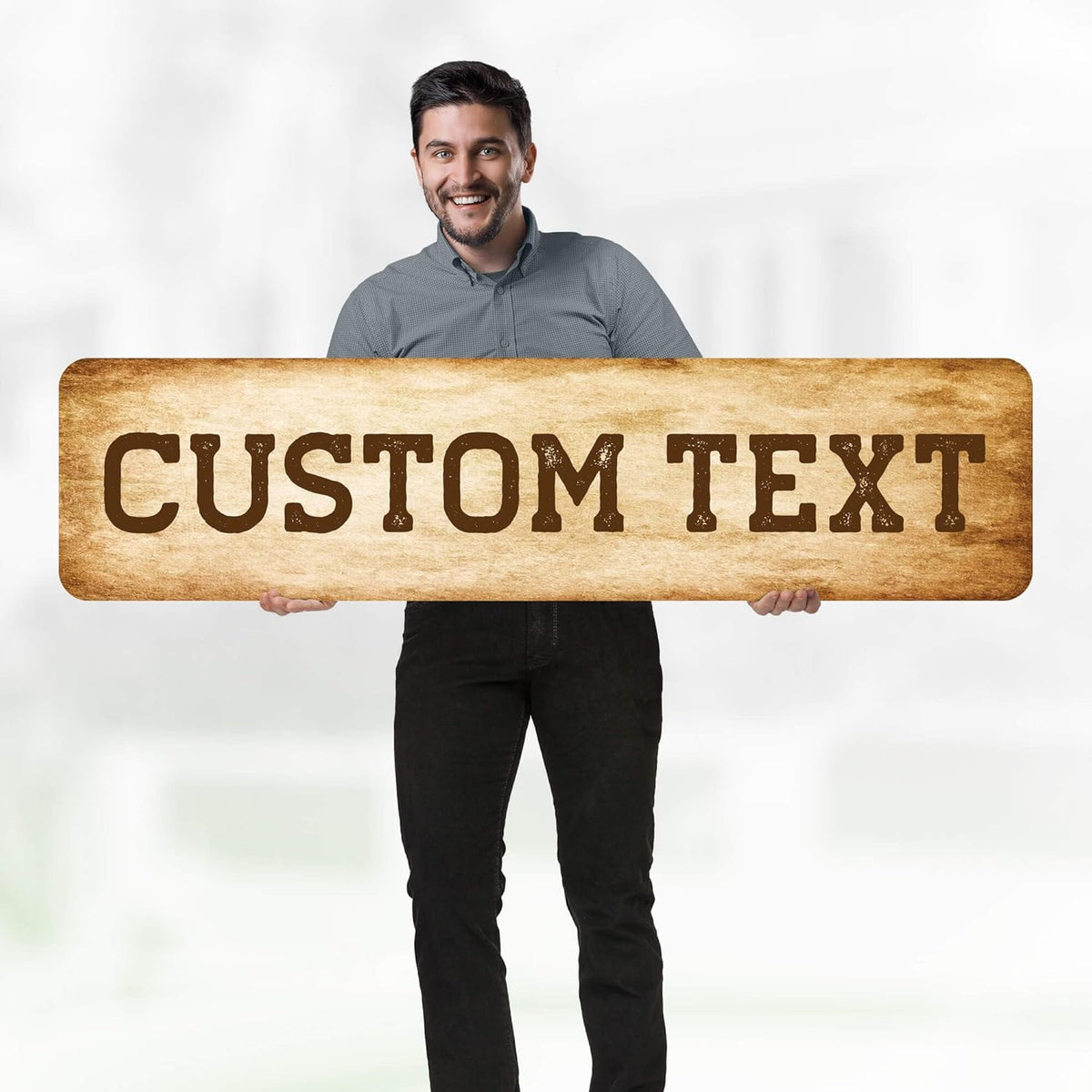 Custom Sign, Custom Street Sign, 11 Font Colors, 13 Font Styles, 4 Hole Options, 22 Sizes, 12x48