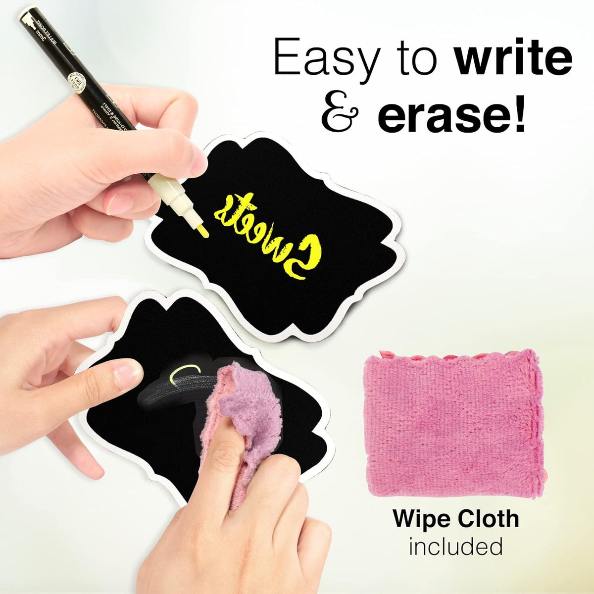 Mini Chalkboard Signs for Food Labels for Party Buffet, Small Place Cards or Name Tags with Iron