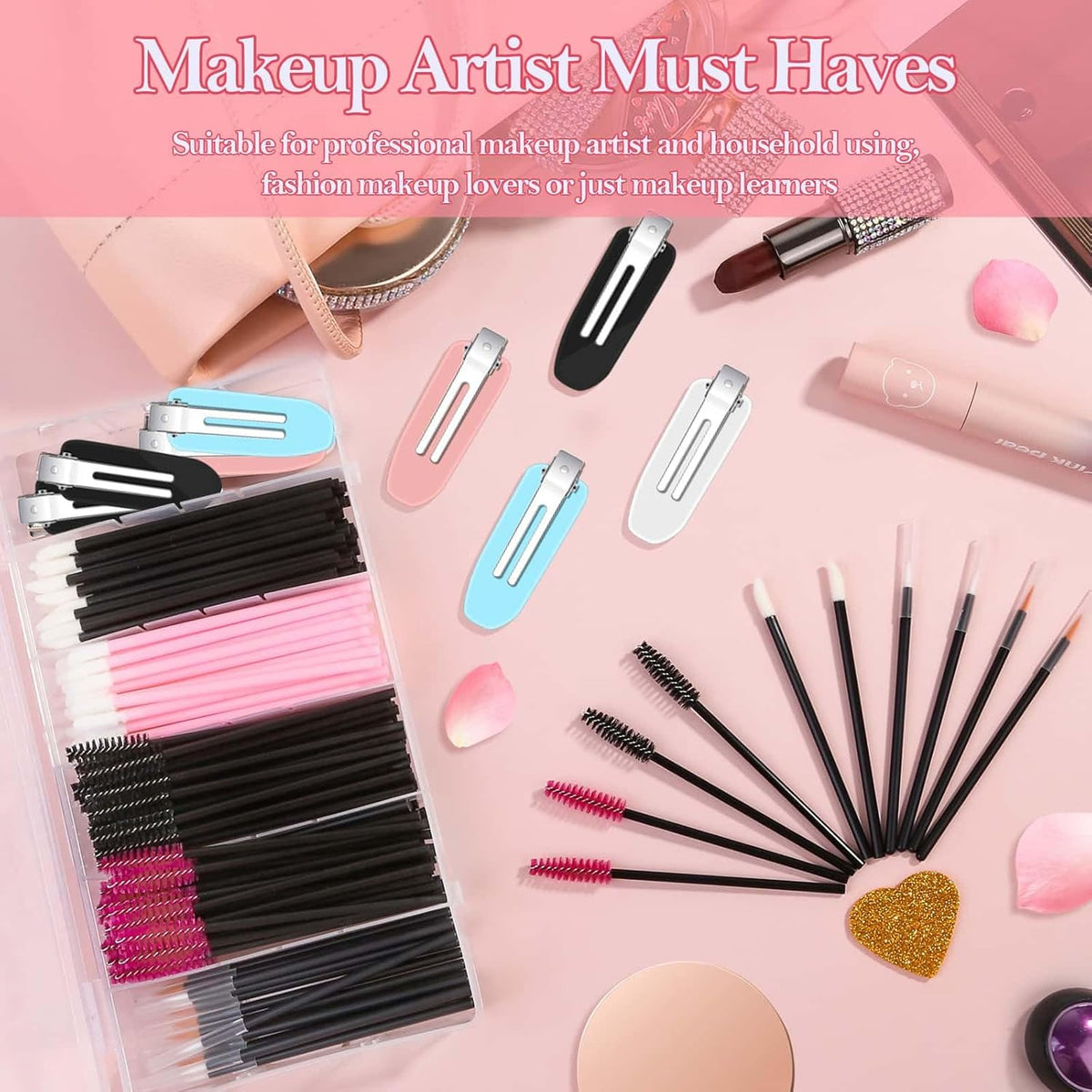 Disposable Applicators Kit With Makeup Puff, Mixing Palette, Artist Supplies, Accessories, Mascara