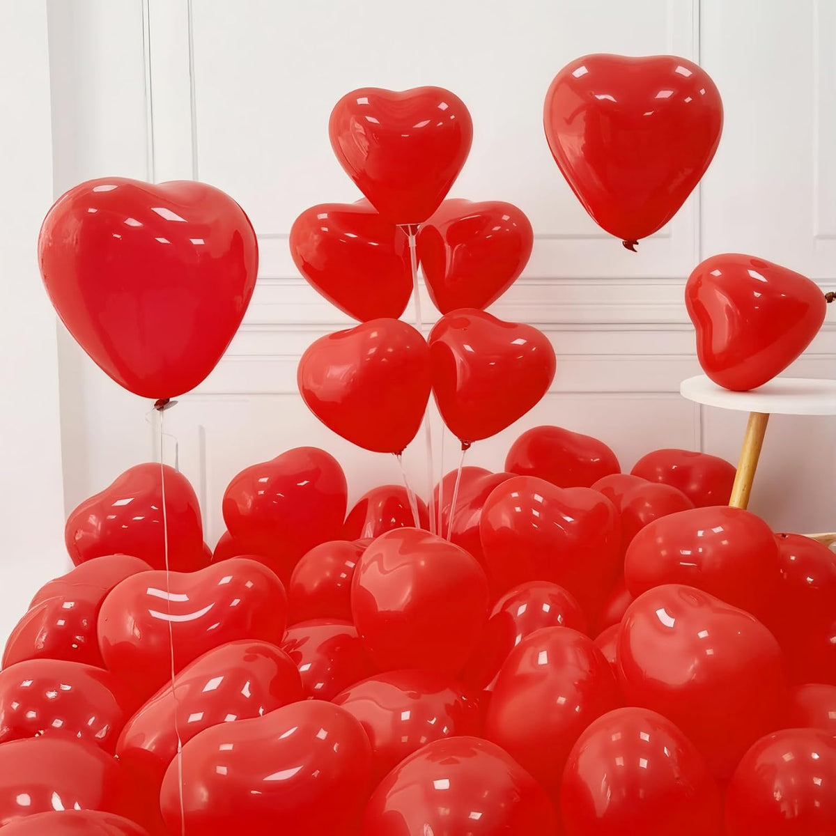 Red Heart Balloons, 50 Pcs 12 Inch Heart Shaped Balloons, Red Latex Balloon, Romantic Valentines