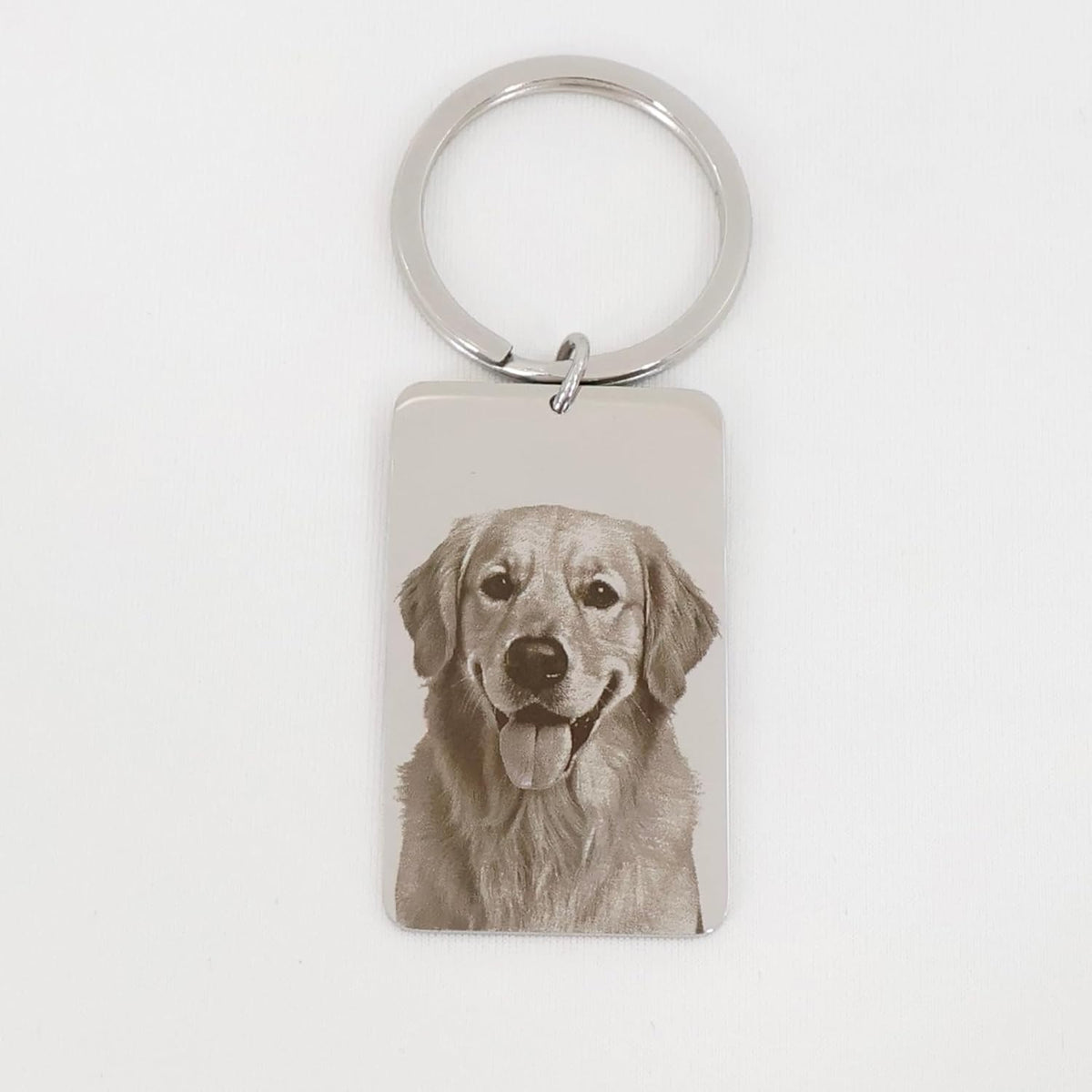 Custom Pet Portrait Keychain – Personalized Photo Engraved Keychain with Optional Back Text