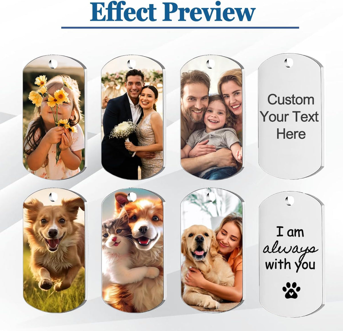 Custom Keychain with Picture, Personalized Keychain with Engraved Photo/Text, Gifts for Family and