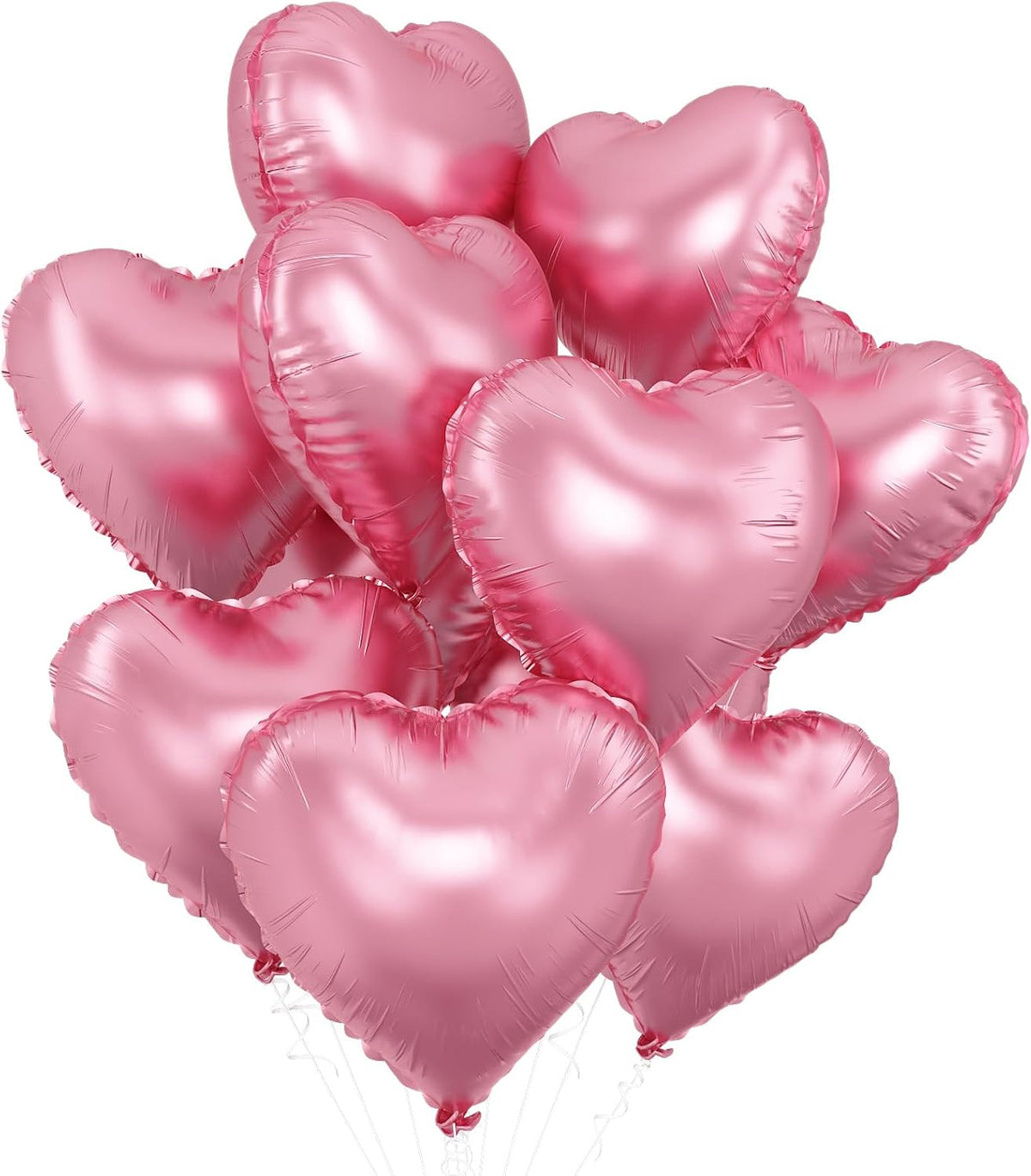 Pink Heart Balloons,10Pcs Foil Heart Shaped Love Balloons,18Inch Pearl Pink Helium Balloon for