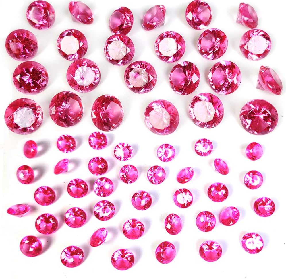 HappyFiller 720 Pcs Fuchsia Acrylic Diamonds Gems for Wedding Decorations Table Scatters,Vase