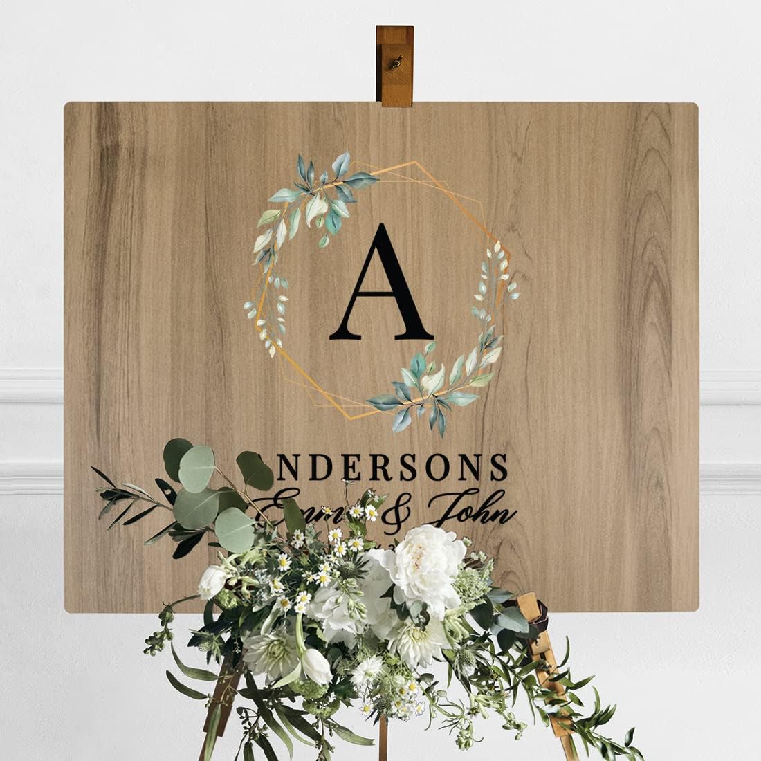 Andaz Press Large Wooden Welcome Sign for Wedding Rustic Welcome Sign 16" x 20" Custom Names & Date