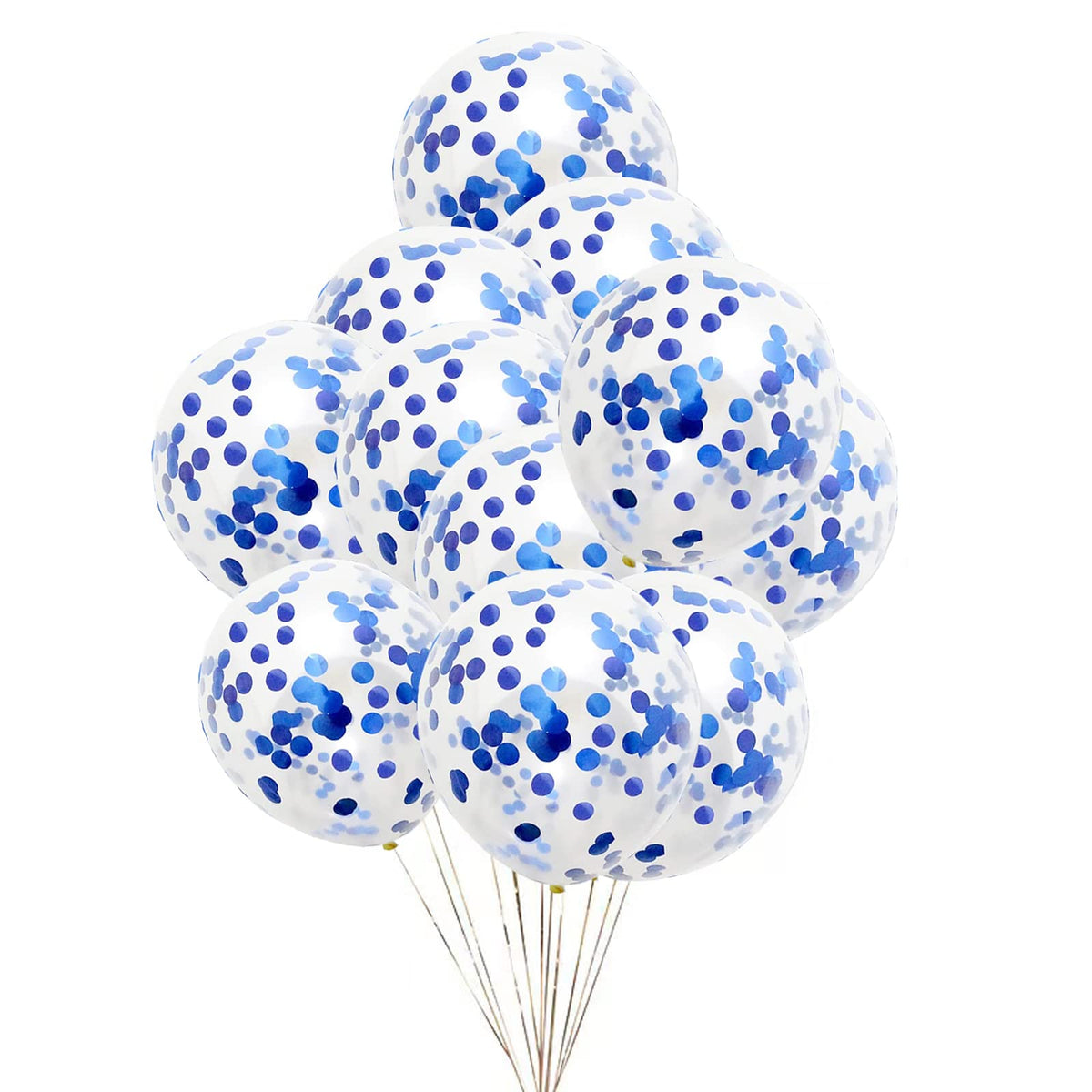 GaesQae Blue Confetti Balloons, 25pcs 12in Latex Balloons with Blue Foil Confetti for Birthday