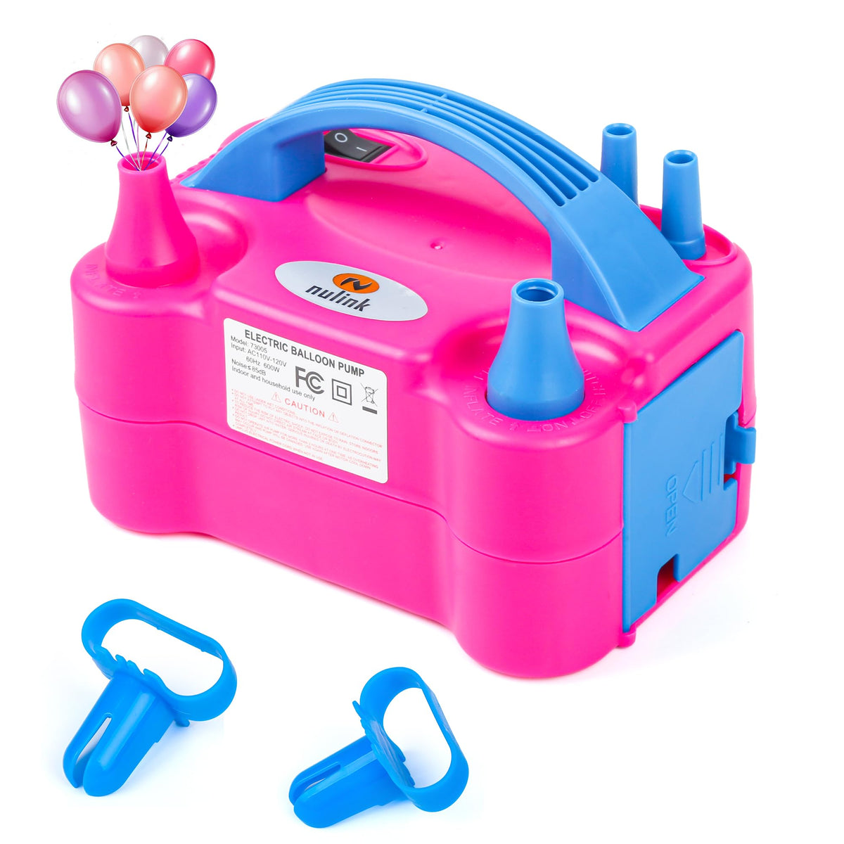 NuLink Electric Portable Dual Nozzle Balloon Blower Pump Inflation for Decoration, Party, Sport