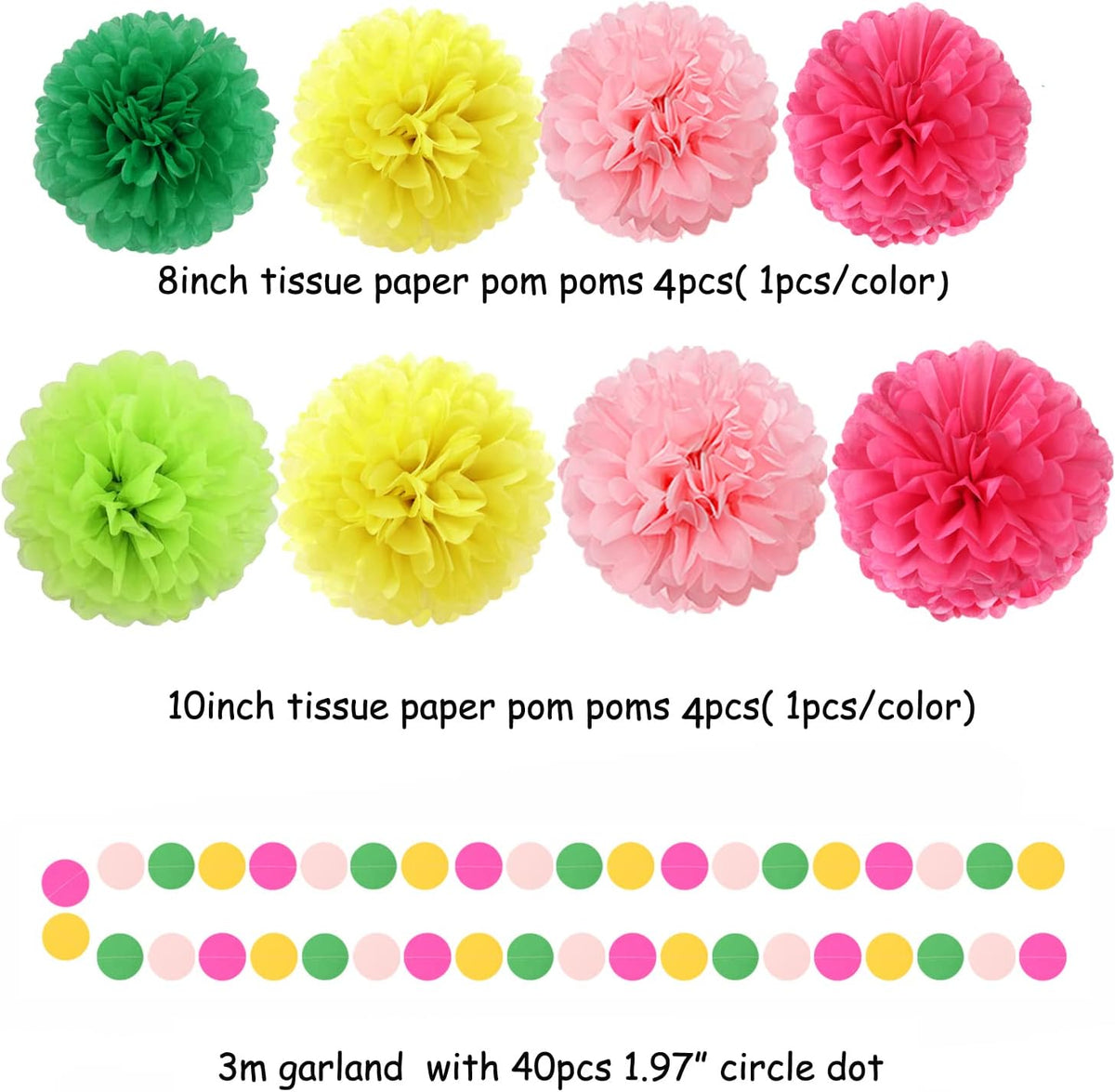 Hawaii Pool Party-Decorations Streamers - 35pcs Tissue Pom Poms,Tropical Jungle Birthday Supplies