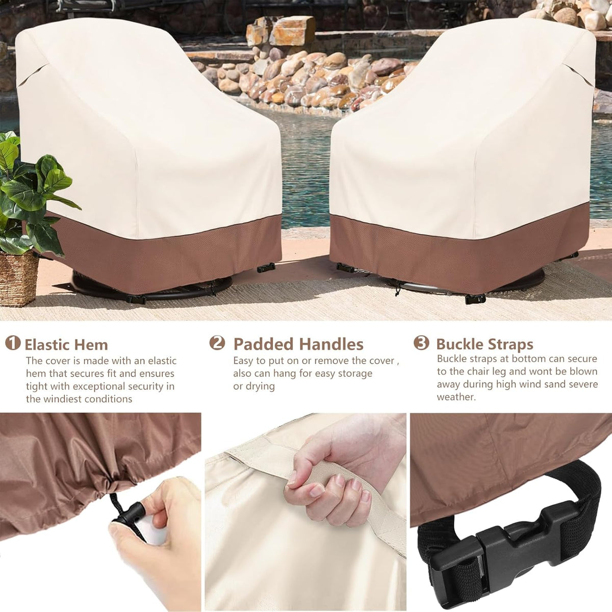 Outdoor Swivel Chair Cover 2 Pack,Outdoor Furniture Patio Chair Covers Waterproof Clearance,(35"W x