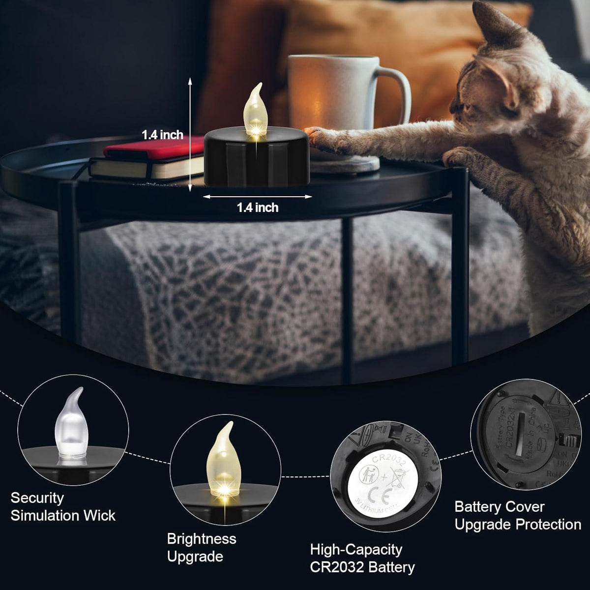 Battery Operated LED Tea Lights: 50PACK Flameless Votive Candles Lamp Realistic and Bright