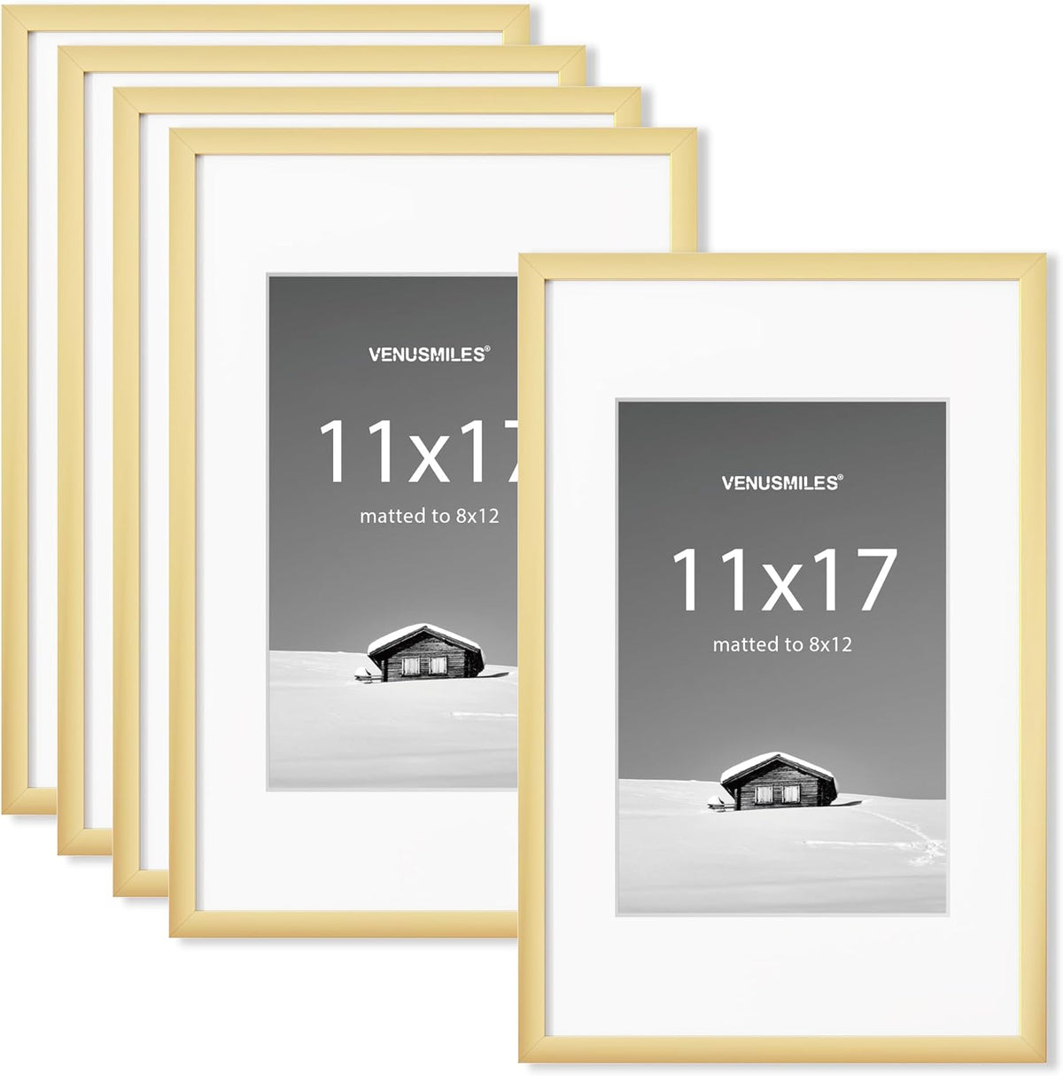 11x17 inch Picture Frame, 11x17 Photo Frames with 8x12 Removable Mat - High Definition Plexiglass